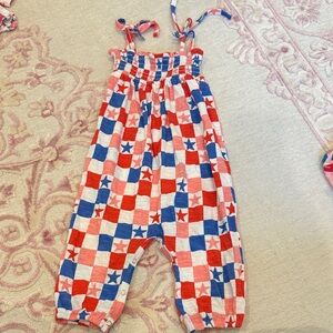 Kids Star-Patterned Romper in Red, White, and Blue